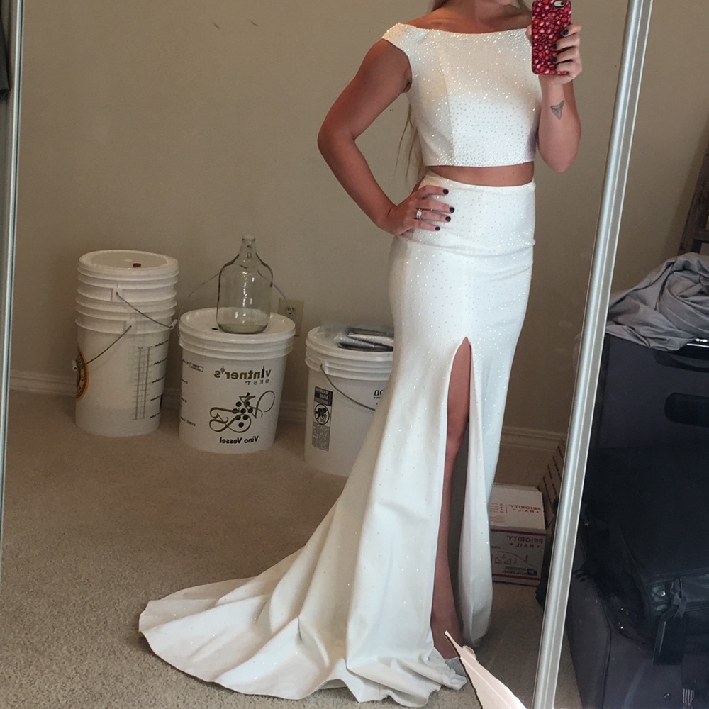2 piece white Sherri Hill dress
